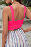 Baby Blue Sexy Solid Color Patchwork Ruched Tops