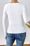 White Simplicity Solid V Neck Tops
