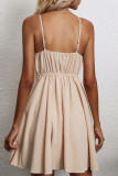 Black Sweet Solid With Bow V Neck Sling Dress Dresses