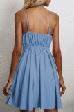 Black Sweet Solid With Bow V Neck Sling Dress Dresses