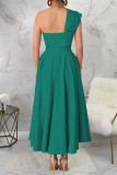 Purple Casual Solid Color Slit Oblique Collar Long Dresses