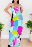 White Sexy Graffiti Print Pocket Contrast V Neck Printed Dresses
