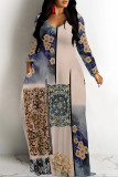 Zebra Casual Zebra Print Snakeskin Print Pocket Contrast O Neck Printed Dresses