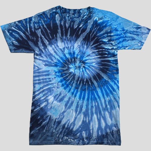 Blue Casual Tie Dye Patchwork O Neck T-Shirts