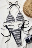 Black Sexy Patchwork Backless Belted Swimwears (With Paddings)