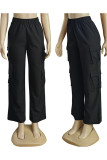 Black Street Solid Color Pocket Plus Size