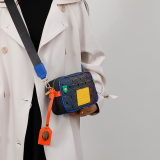 Black Daily Print Patchwork Zipper Bags