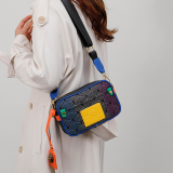Black Daily Print Patchwork Zipper Bags
