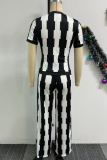 Green Casual Daily Print Basic O Neck Short Sleeve Two Pieces