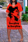 Fluorescent Yellow Casual Print Pocket Basic V Neck Short Sleeve Short Sleeve Dress