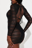 Green Sexy Solid Color See-Through Swimsuit Three Piece Set