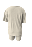 Black Casual Solid Color Patchwork O Neck Short Sleeve Two Pieces