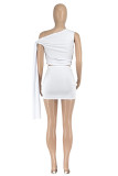 Black Sexy Casual Solid Color Ruched Oblique Collar Sleeveless Two Pieces