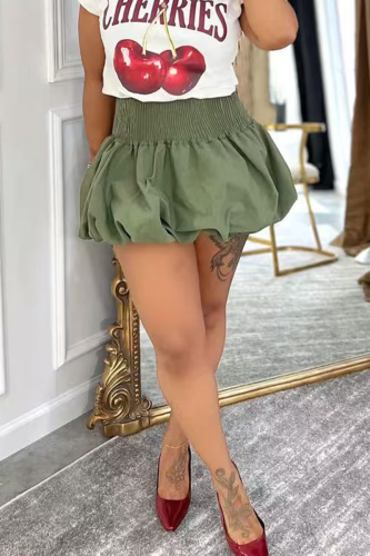 Army Green Sexy Solid Color Patchwork Boot Cut High Waist Patchwork Bottoms