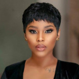 Black Casual Daily Solid Color Patchwork Wigs