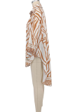 Orange Casual Print Buckle Slit Shirt Collar Shirt Dresses