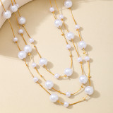 White Daily Patchwork Pearls Decor Necklaces