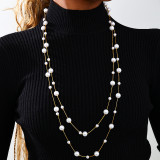 White Daily Patchwork Pearls Decor Necklaces