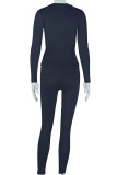 Dark Brown Casual Sportswear Daily Solid Color Basic O Neck Long Sleeve Two Pieces