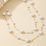 White Daily Patchwork Pearls Decor Necklaces