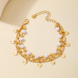 Gold Casual Daily Solid Color Pearls Decor Heart-shaped Bracelets