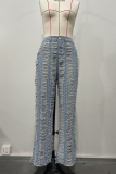 Black Gray Sexy Solid Color Ripped Straight Denim Jeans