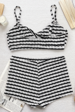 Black White Sexy Stripe Hollow Out Swimwears
