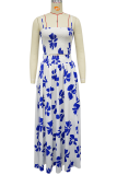 Apricot Elegant Print Pocket Spaghetti Strap Sleeveless Two Pieces