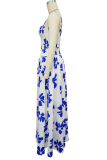 Apricot Elegant Print Pocket Spaghetti Strap Sleeveless Two Pieces