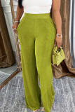 Orange Casual Solid Color Pocket Loose High Waist Conventional Patchwork Bottoms