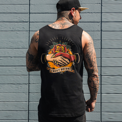 Black TRUST NO ONE PRINTED MEN'S TANK