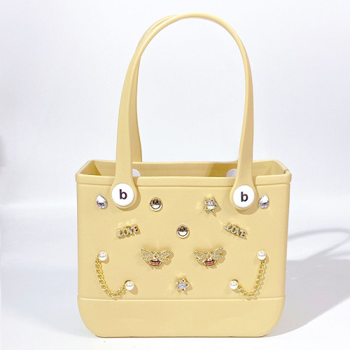 Khaki Casual Solid Color Metal Accessories Trim Bags