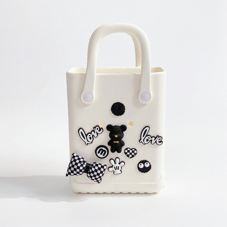 White Casual Cartoon Patchwork Bags