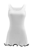 Blue Sexy Solid Color Patchwork Backless U Neck Vest Dresses