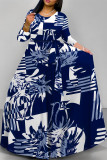 Stripe Elegant Striped Print Flowers Pocket With Belt Contrast O Neck Printed Dresses