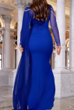 Black Elegant Solid Color Hot Drill O Neck Long Dresses