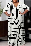 Leopard Print Casual Striped Print With Belt Contrast V Neck Printed Plus Size Dresses
