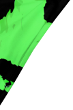 Fluorescent Yellow Casual Print Patchwork Off Shoulder Long Dresses