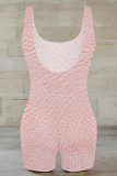 White Sexy Print Patchwork U Neck Skinny Rompers