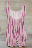 White Sexy Print Patchwork U Neck Skinny Rompers