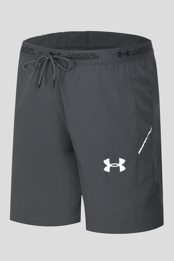 Dark Gray Casual Print Draw String Pocket Straight Mid Waist Conventional Positioning Print Shorts