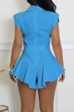 White Sexy Hot Solid Color Belted Turndown Collar Regular Rompers