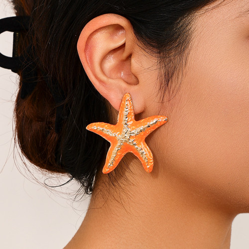Tangerine Red Daily Vacation Irregular Earrings
