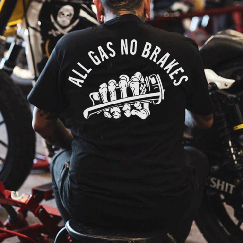 Black ALL GAS NO BRAKES PRINTED MEN'S T-SHIRT