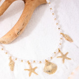 Gold Vacation Pearls Decor Necklaces