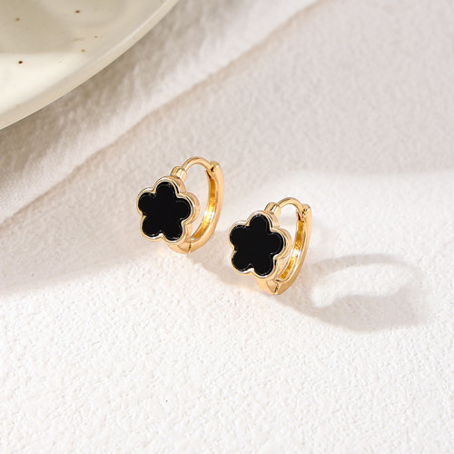 Black Daily Flowers Earrings