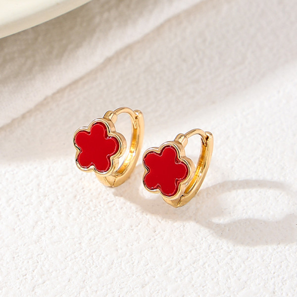 Red Daily Flowers Earrings