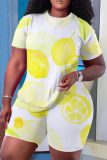 Pink Casual Print Patchwork O Neck Short Sleeve Two Pieces