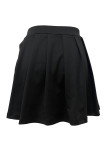 Black Sexy Solid Color Patchwork Regular Mid Waist Patchwork Bottoms