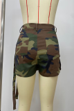 Camouflage Casual Camouflage Print Pocket Zipper Regular Mid Waist Full Print Bottoms